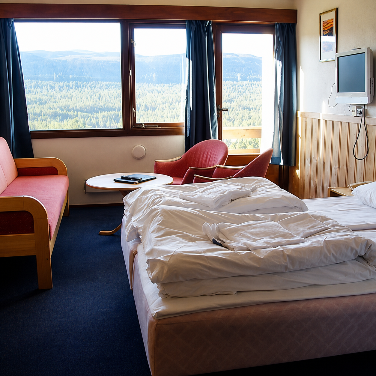 Dobbeltrom med to senger på Lia Fjellhotell
